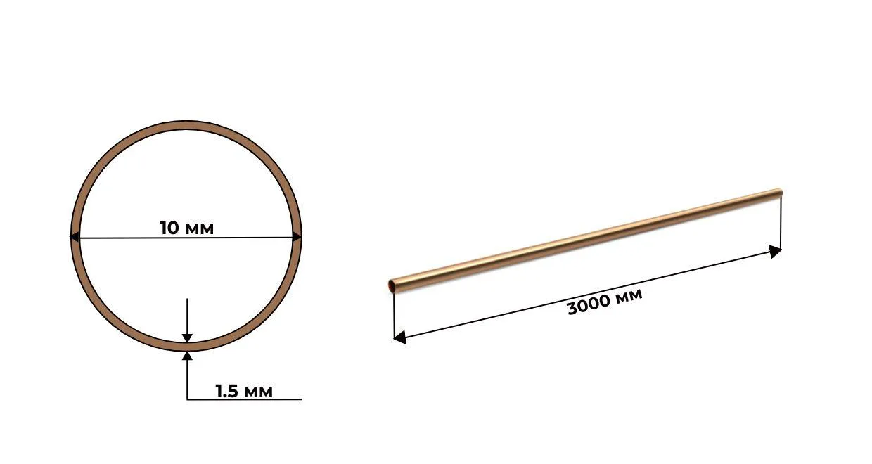 Труба медная 10х1.5 марка М1 мягкая ГОСТ 617 2006 