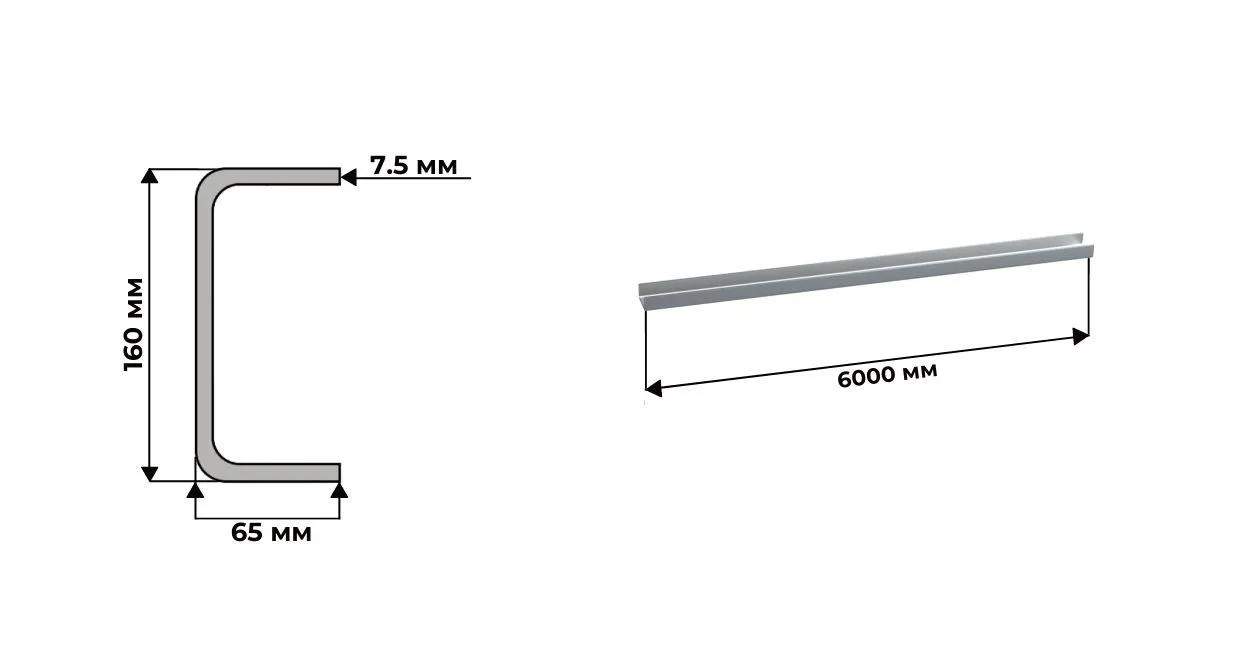 швеллер нержавеющий 160х65х7.5 марка AISI 304 (08Х18Н10) 