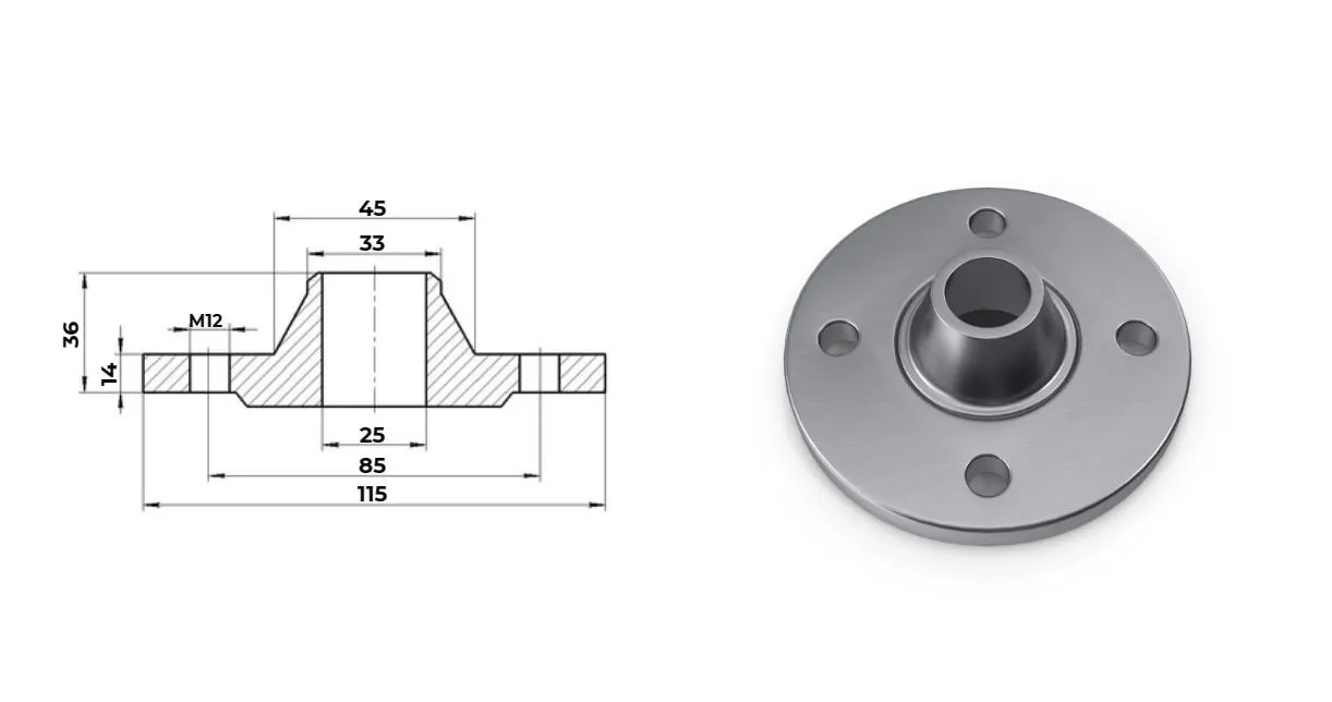Фланец нержавеющий воротниковый Ду 25 Ру 40 тип 11 ГОСТ 33259-15 AISI 321 (12Х18Н10Т) 