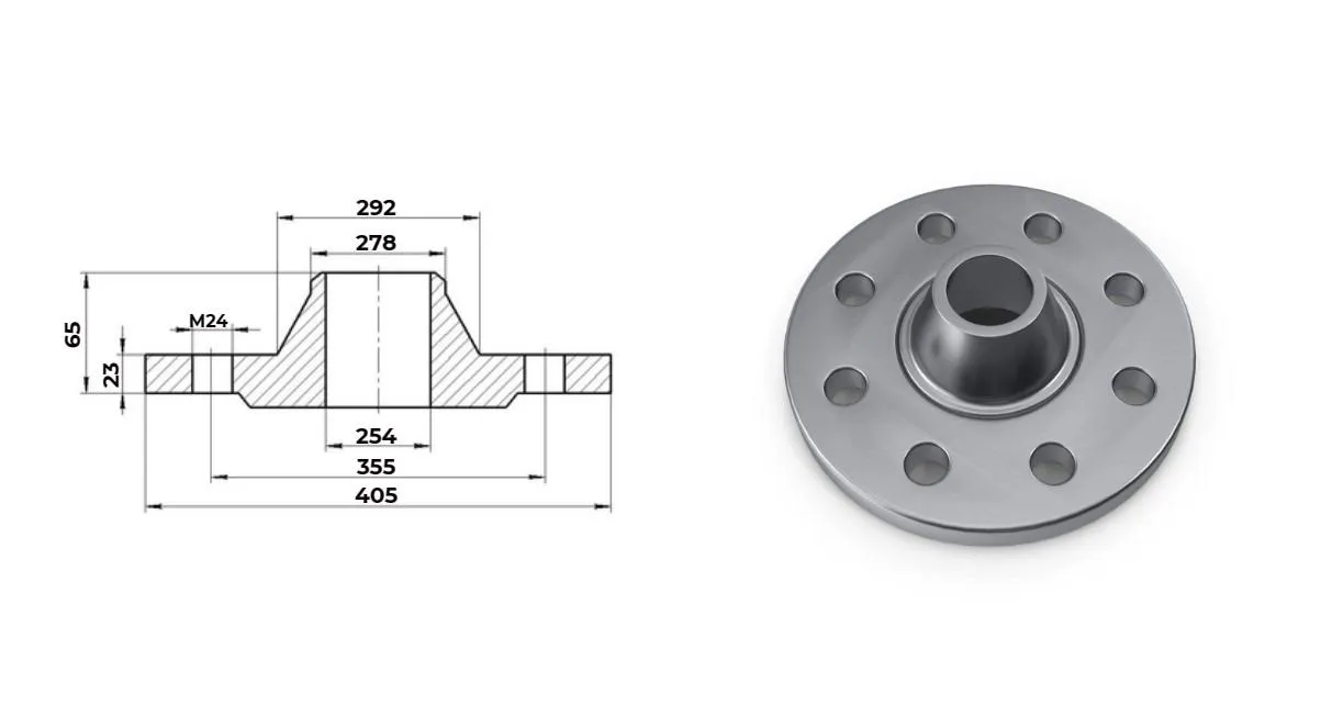 Фланец нержавеющий воротниковый Ду 250 Ру 16 тип 11 ГОСТ 33259-15 AISI 321 (12Х18Н10Т) 