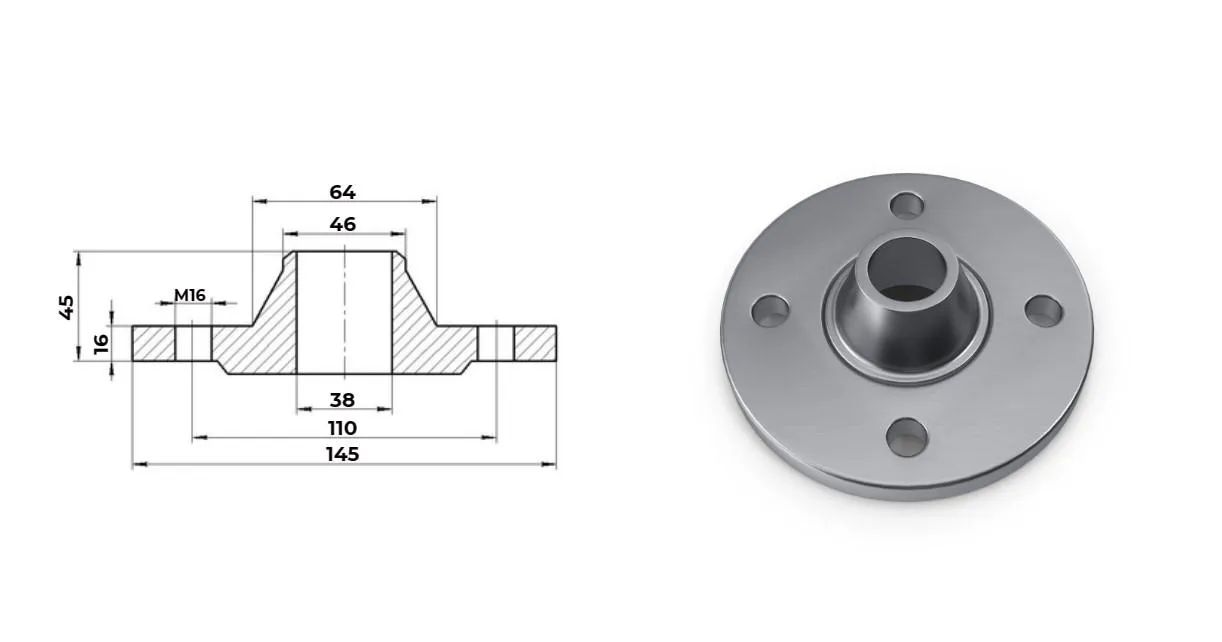 Фланец нержавеющий воротниковый Ду 40 Ру 40 тип 11 ГОСТ 33259-15 AISI 321 (12Х18Н10Т) 
