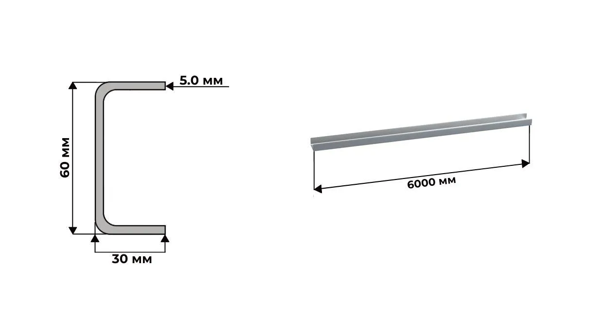 швеллер нержавеющий 60x30х5 марка AISI 304 (08Х18Н10) 