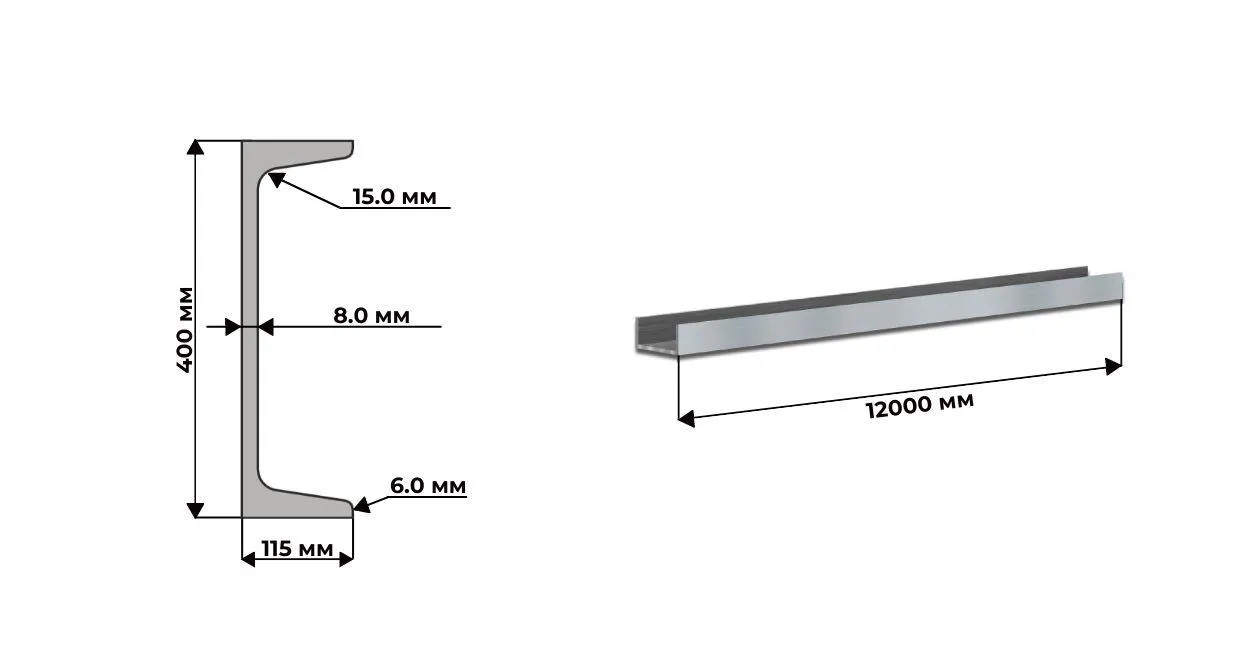 Швеллер 40У С255 ГОСТ 8240 длина 12м 