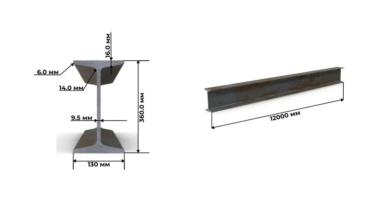 Двутавр балка усиленная 36М С355 ГОСТ 19425 74 