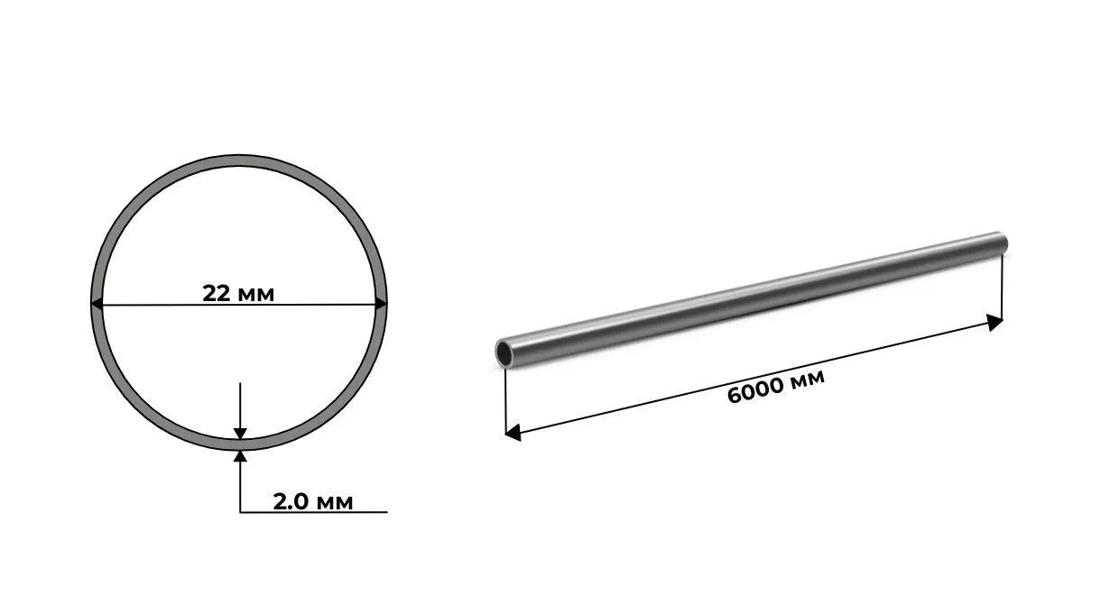 труба нержавеющая электросварная 22х2 матовая AISI 304 (08Х18Н10) 