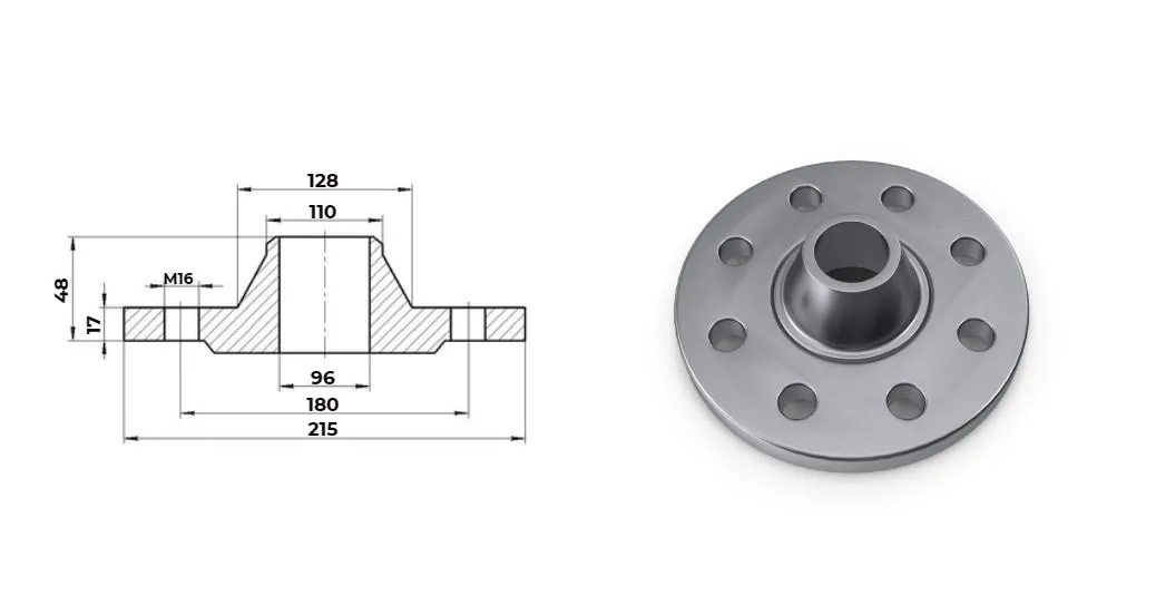 Фланец нержавеющий воротниковый Ду 100 Ру 10 тип 11 ГОСТ 33259-15 AISI 321 (12Х18Н10Т) 