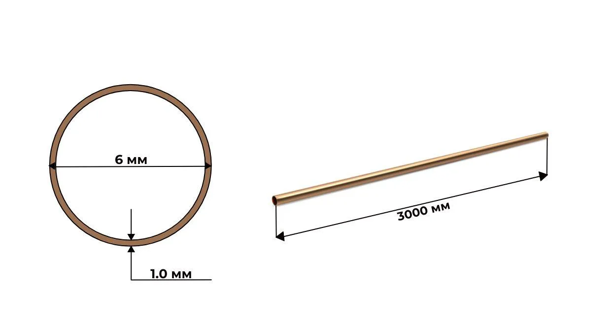 Труба медная 6х1 марка М1 мягкая ГОСТ 617 2006 