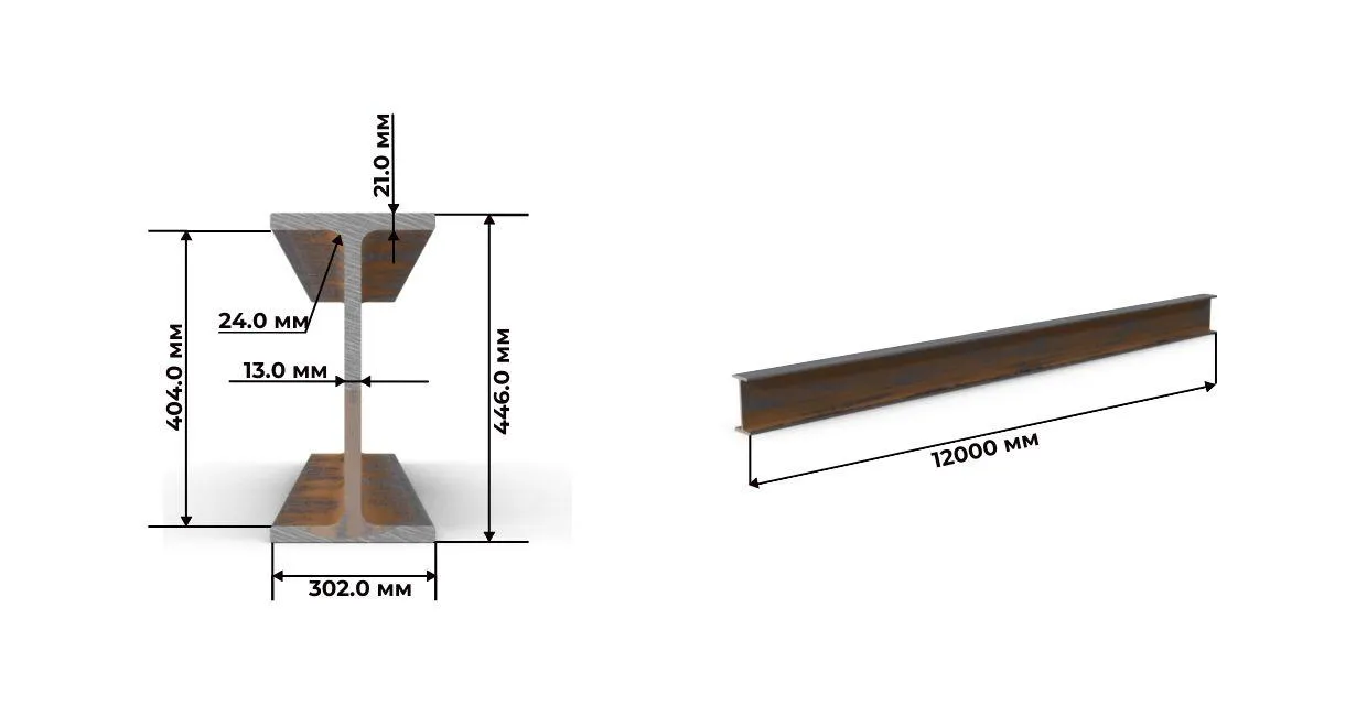 Двутавр балка усиленная 45Ш2 С355 ГОСТ Р 57837 АСЧМ 20-93 