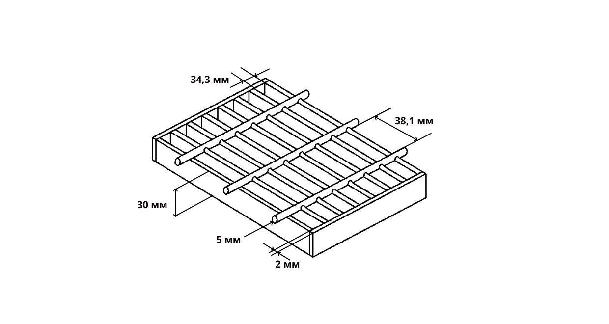 Сварной решетчатый настил яч 34,3 х 38,1 полоса 30*2 пруток 5мм 