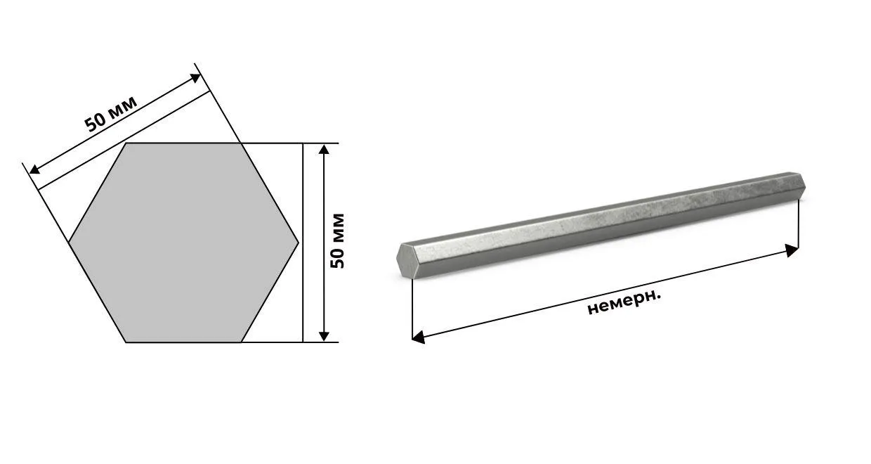 Шестигранник горячекатаный 50 мм марка Ст45 ГОСТ 2879 