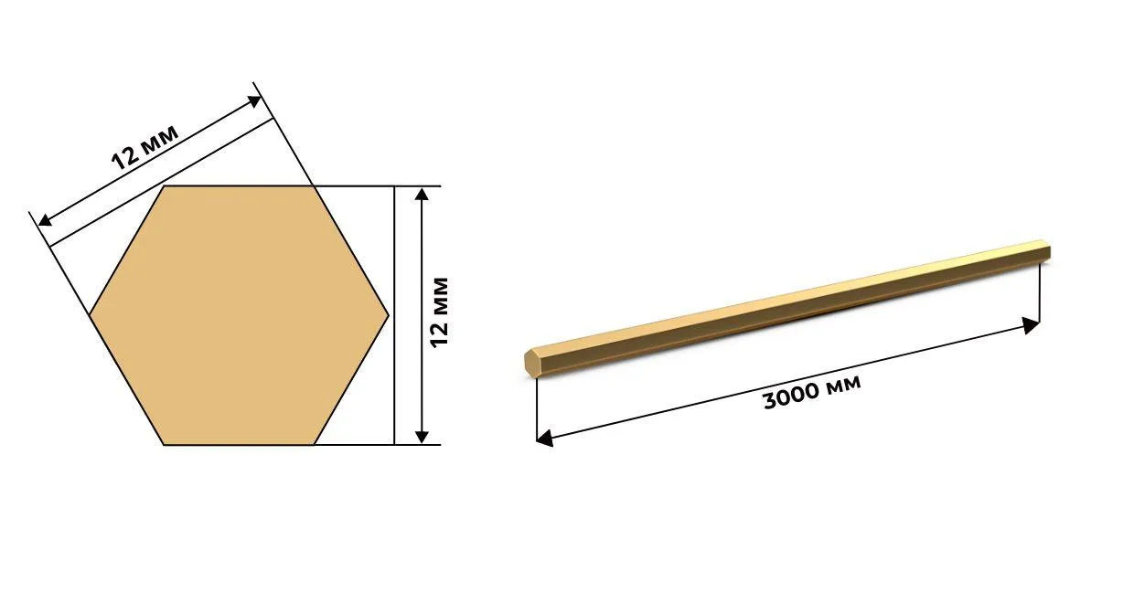 Латунный шестигранник ЛС59 12 мм ГОСТ 2060 полутвердый 